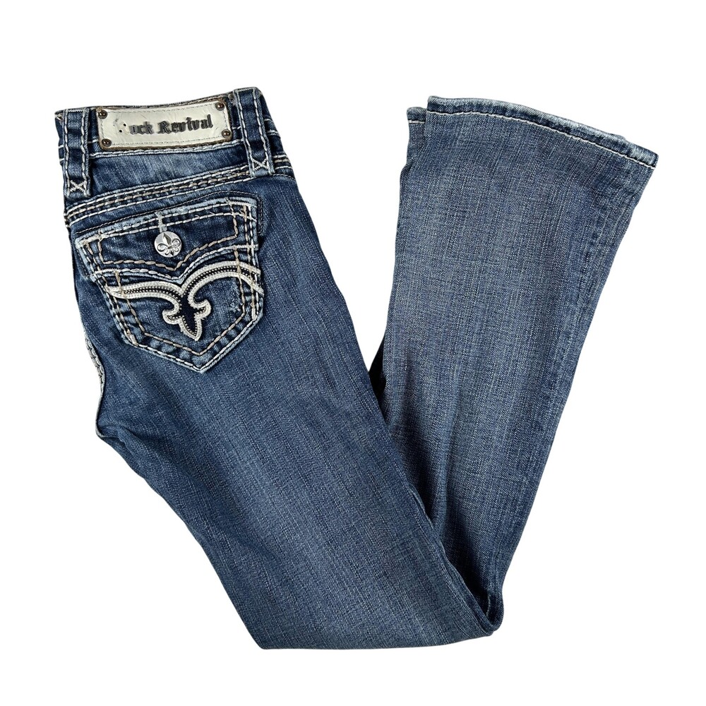 Rock Revival Jeans Womens 24x29 Jamila Boot Bootcut Embroidered Y2K Hemmed